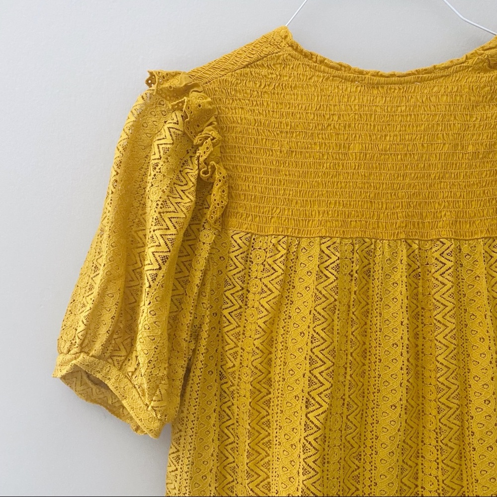 Mango bohemian tiered smock dress in mustard - Picture 9 of 9